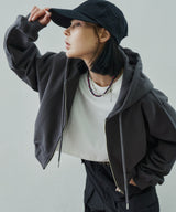 AIVER ヘビーウエイトクロップドフルジップパーカー
