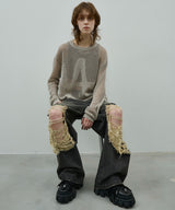 AIVER オーバーダイバギーダメージデニム