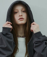 AIVER ヘビーウエイトクロップドフルジップパーカー