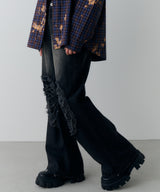 AIVER オーバーダイフレアダメージデニム