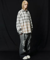 【ONLINE STORE先行予約】AIVER グラデーションブリーチオンブレチェックシャツ