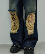 AIVER オーバーダイバギーダメージデニム