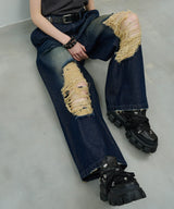 AIVER オーバーダイバギーダメージデニム