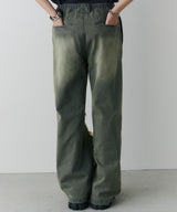 AIVER オーバーダイフレアダメージデニム