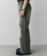 AIVER オーバーダイフレアダメージデニム