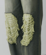 AIVER オーバーダイフレアダメージデニム