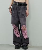 AIVER オーバーダイバギーダメージデニム