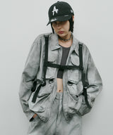 AIVER ムラ染めナイロンボンテージブルゾン