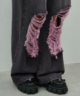 AIVER オーバーダイバギーダメージデニム