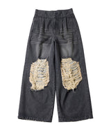 AIVER オーバーダイバギーダメージデニム