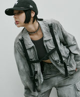 AIVER ムラ染めナイロンボンテージブルゾン