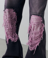 AIVER オーバーダイフレアダメージデニム