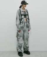 AIVER ムラ染めナイロンボンテージブルゾン