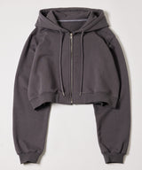 AIVER ヘビーウエイトクロップドフルジップパーカー