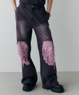 AIVER オーバーダイフレアダメージデニム