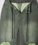 AIVER オーバーダイフレアダメージデニム