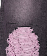 AIVER オーバーダイフレアダメージデニム