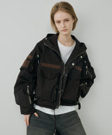 model:H173 B76 W58 H88 着用サイズ:LARGE (ダークブラウン)