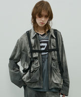 AIVER ムラ染めナイロンボンテージブルゾン