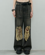 AIVER オーバーダイバギーダメージデニム