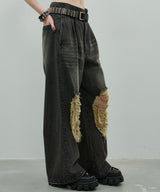 AIVER オーバーダイバギーダメージデニム