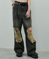 AIVER オーバーダイバギーダメージデニム