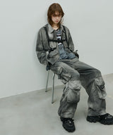 model:H175 B78 W57 H85 着用サイズ:MEDIUM<br/>着用アウター:ムラ染めナイロンボンテージブルゾン(問い合わせ番号/ACCRA251001/AC00000019)※セットアップ着用