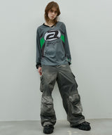 AIVER ムラ染めナイロンカーゴパンツ