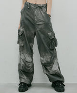 AIVER ムラ染めナイロンカーゴパンツ