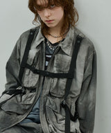 AIVER ムラ染めナイロンボンテージブルゾン