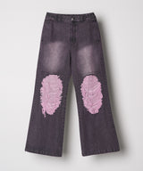 AIVER オーバーダイフレアダメージデニム