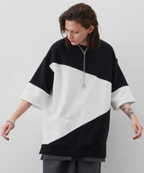 AIVER 復刻斜め切り替え半袖スウェット