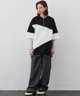 AIVER 復刻斜め切り替え半袖スウェット