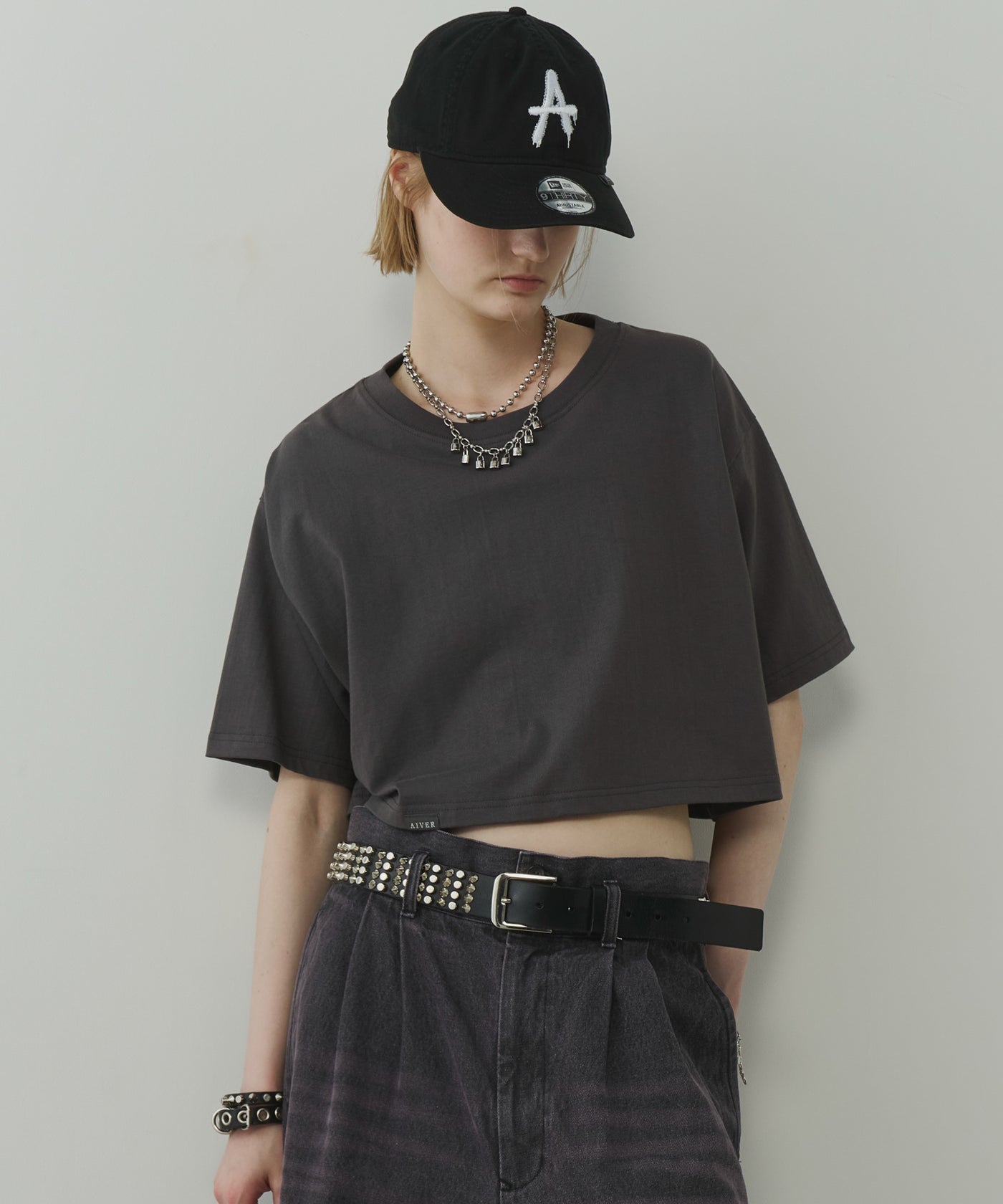 AIVER 16/-ウォッシュ天竺クロップドS/S TEE