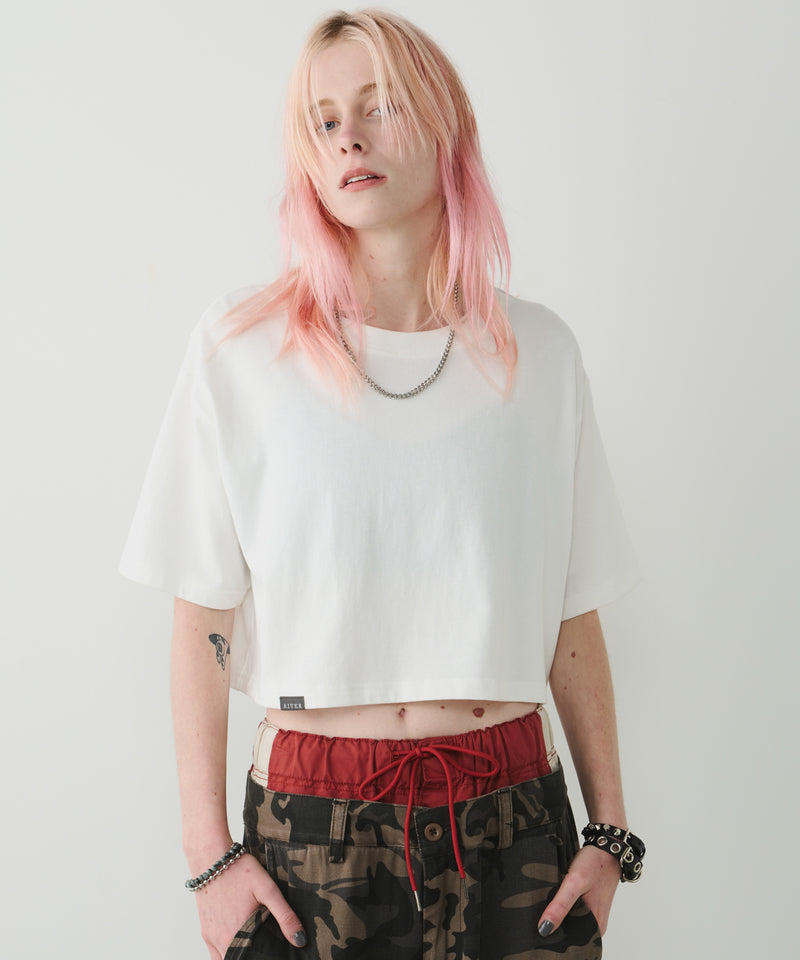 一部予約】AIVER 16/-ウォッシュ天竺クロップドS/S TEE
