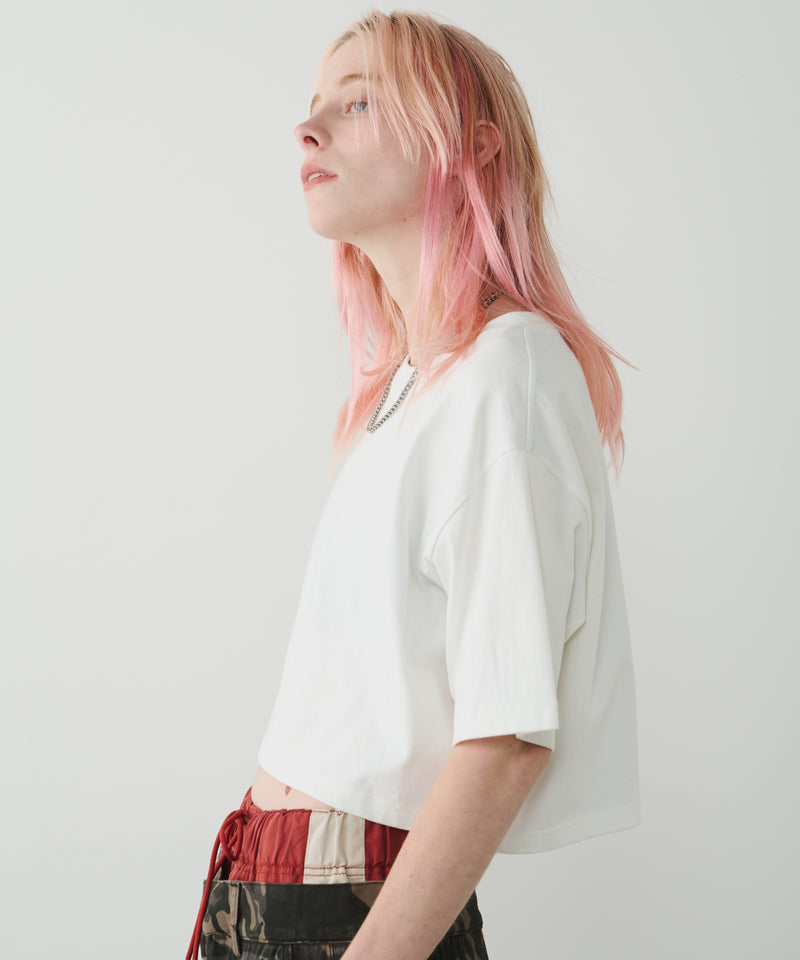 AIVER　16/-ウォッシュ天竺クロップドS/S TEE