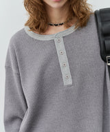 AIVER　ヘビーワッフルヘンリーネックL/S TEE