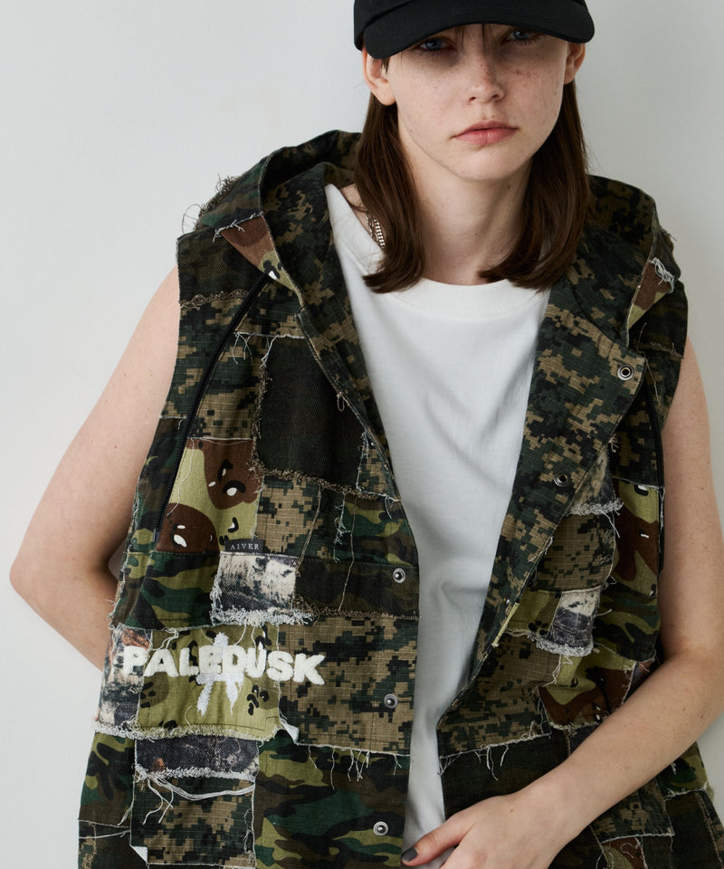 PALEDUSK×AIVER　カモボロ3WAYフードシャツ