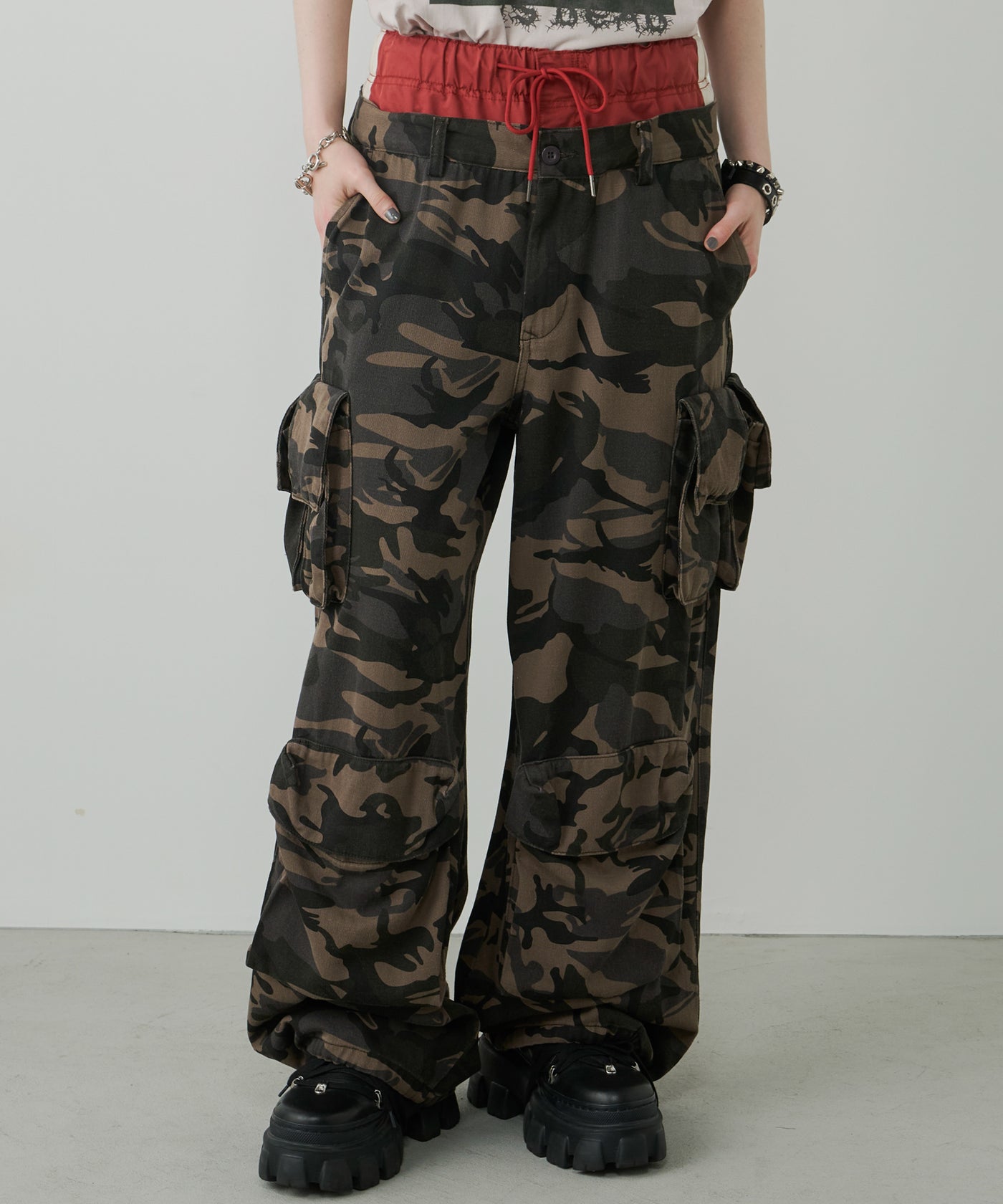 AIVER テクノカーゴパンツ AIVER カモレイヤードカーゴパンツ