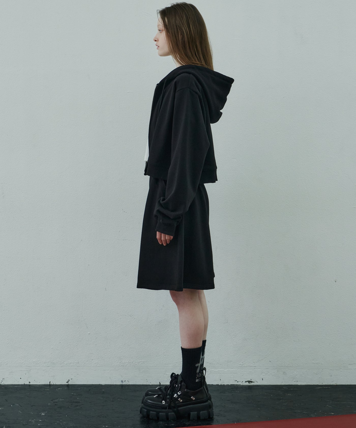 AIVER ヘビーウエイトクロップドフルジップパーカー