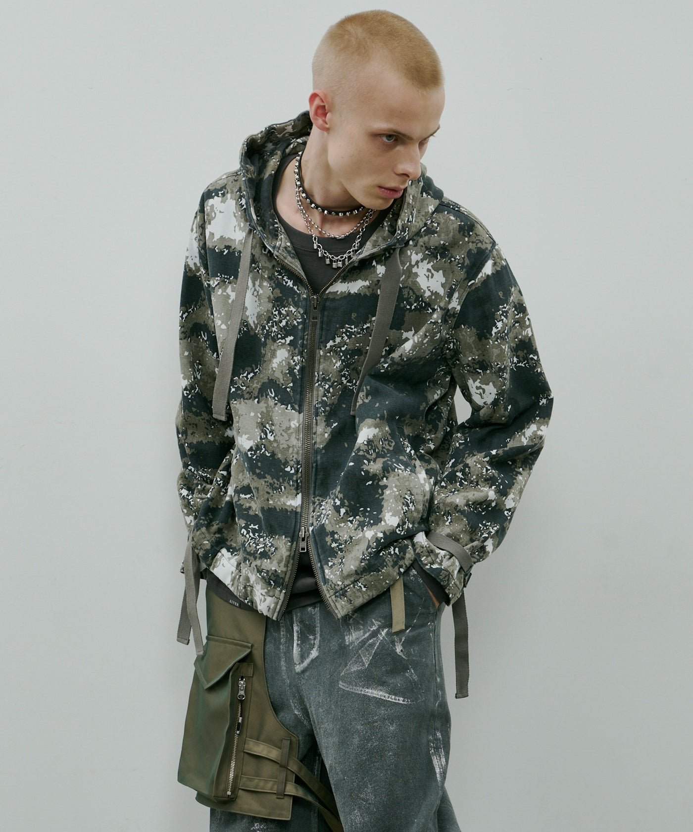 artificialfever Camo 迷彩ジップパーカー オリジナルファッション