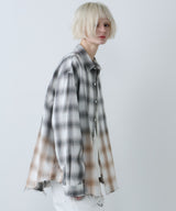 【一部予約】AIVER　グラデーションブリーチオンブレチェックシャツ