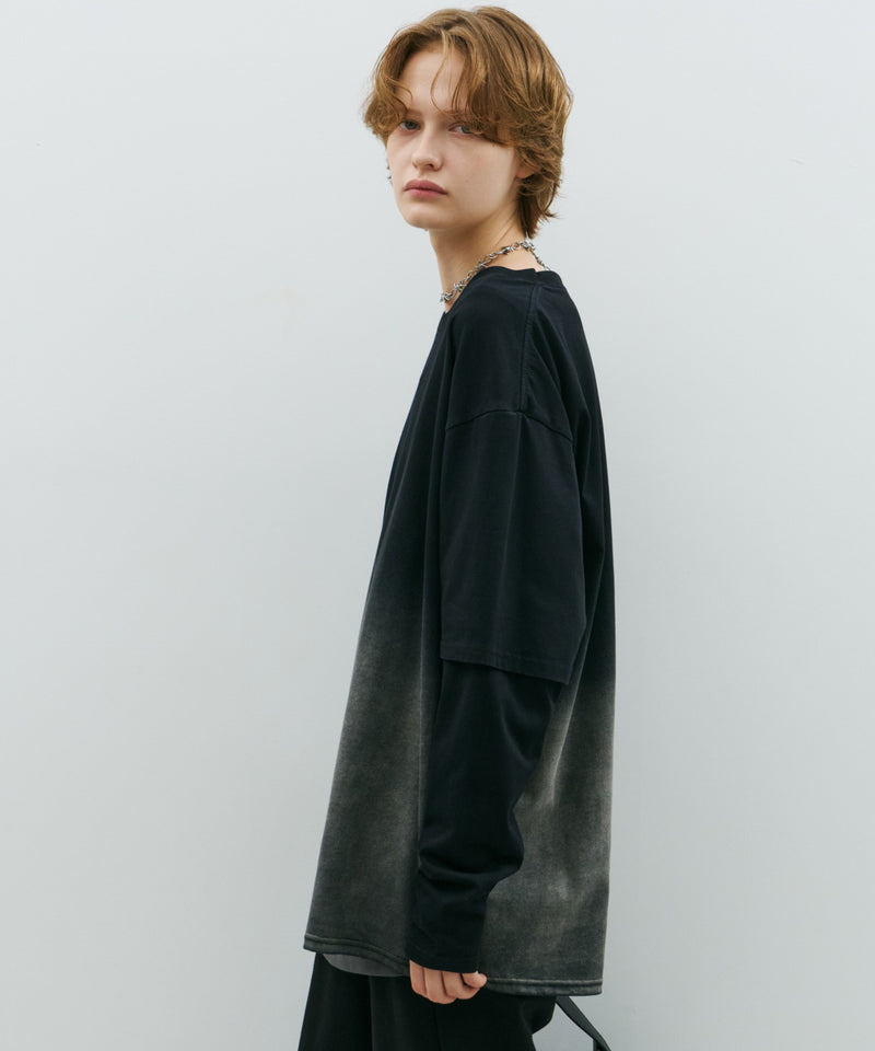 AFF AIVER　グラデーションブリーチレイヤードロンTEE