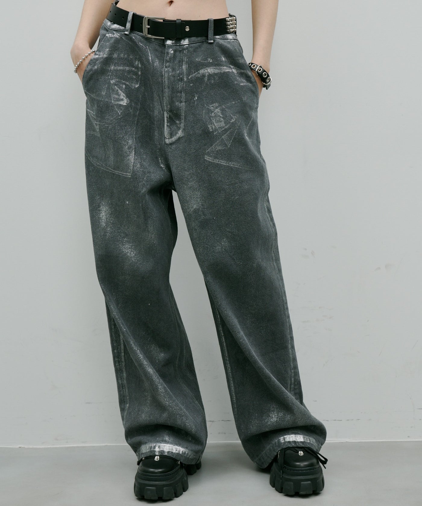 MENES Black Matt Baggy Jeans