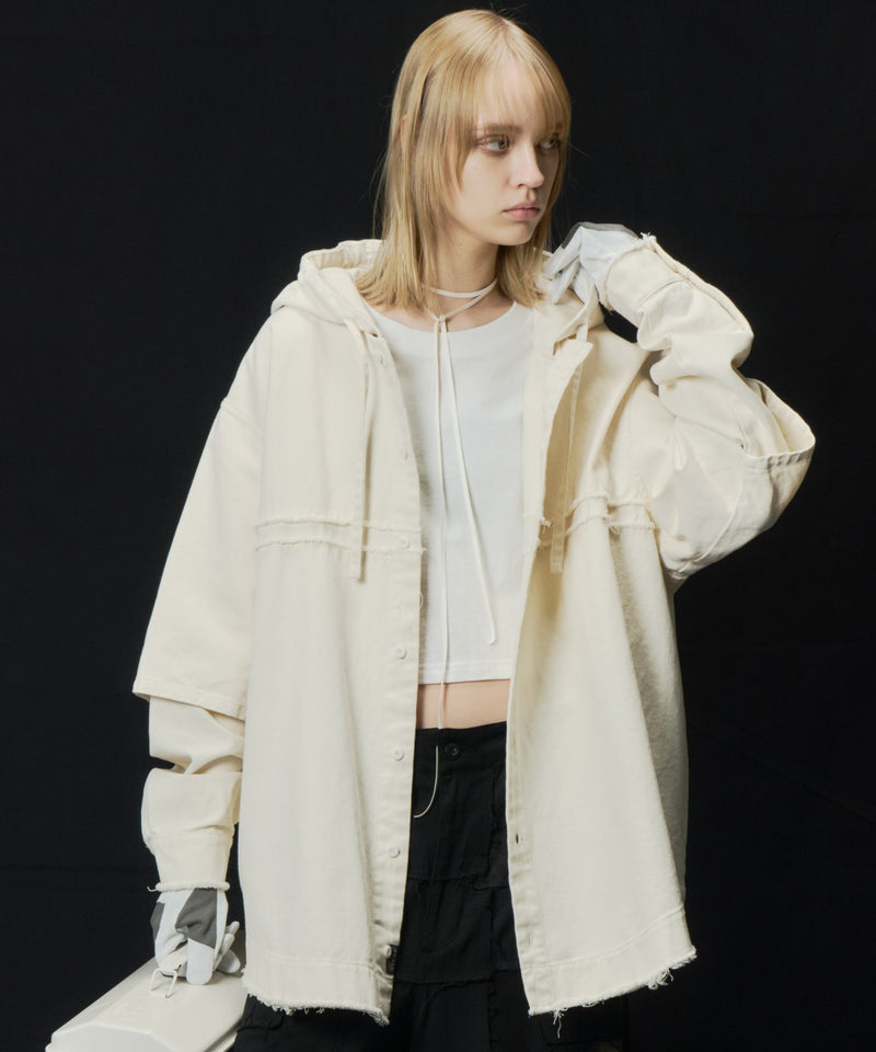 アベリ9 AIVER レイヤードカットオフツイルシャツ
