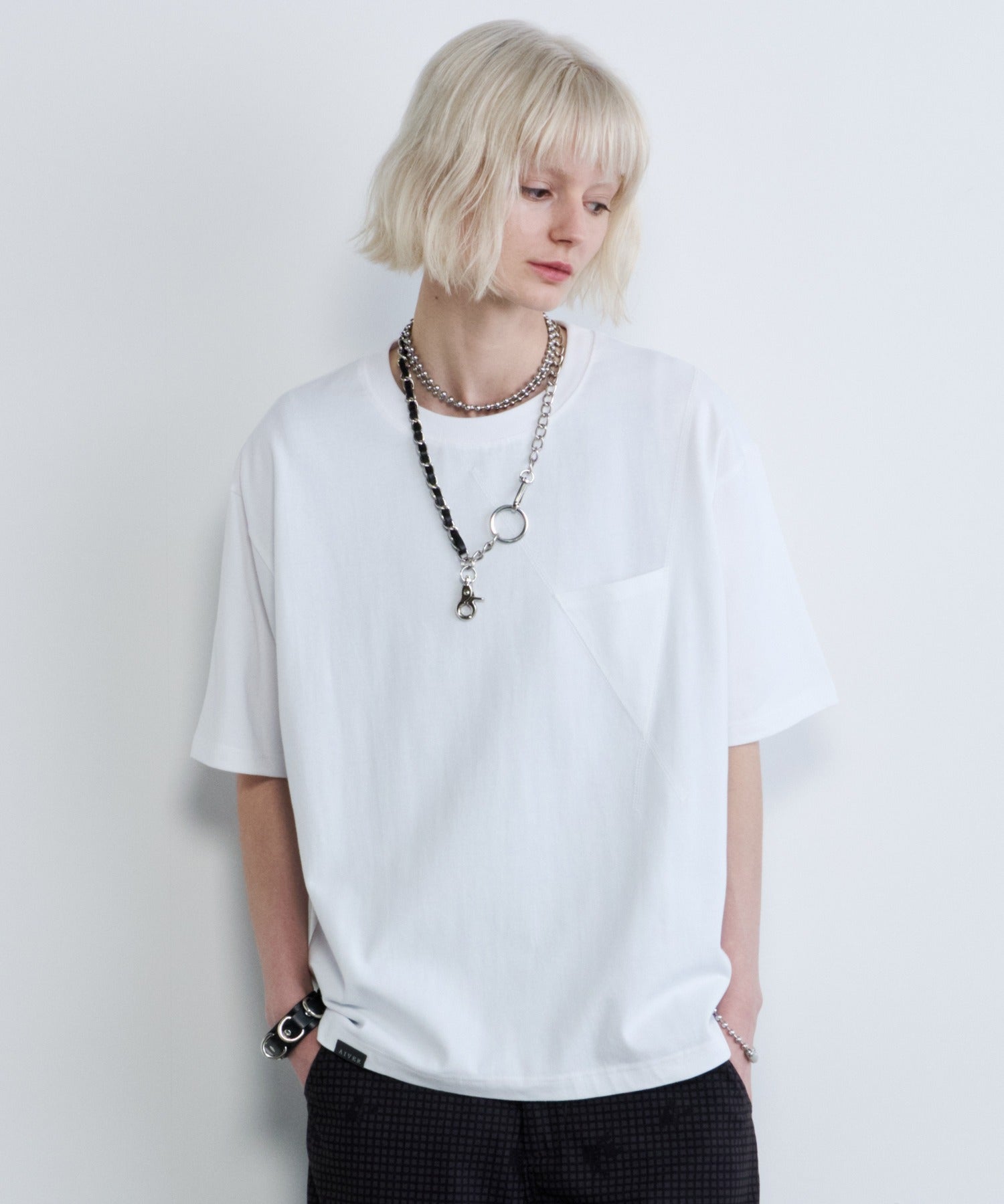 【予約】AIVER　30/2ウォッシュ天竺ガゼットポケットコンパクトS/S TEE