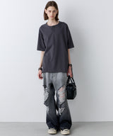 AFF AIVER　16/-ウォッシュ天竺スキッパーS/S TEE