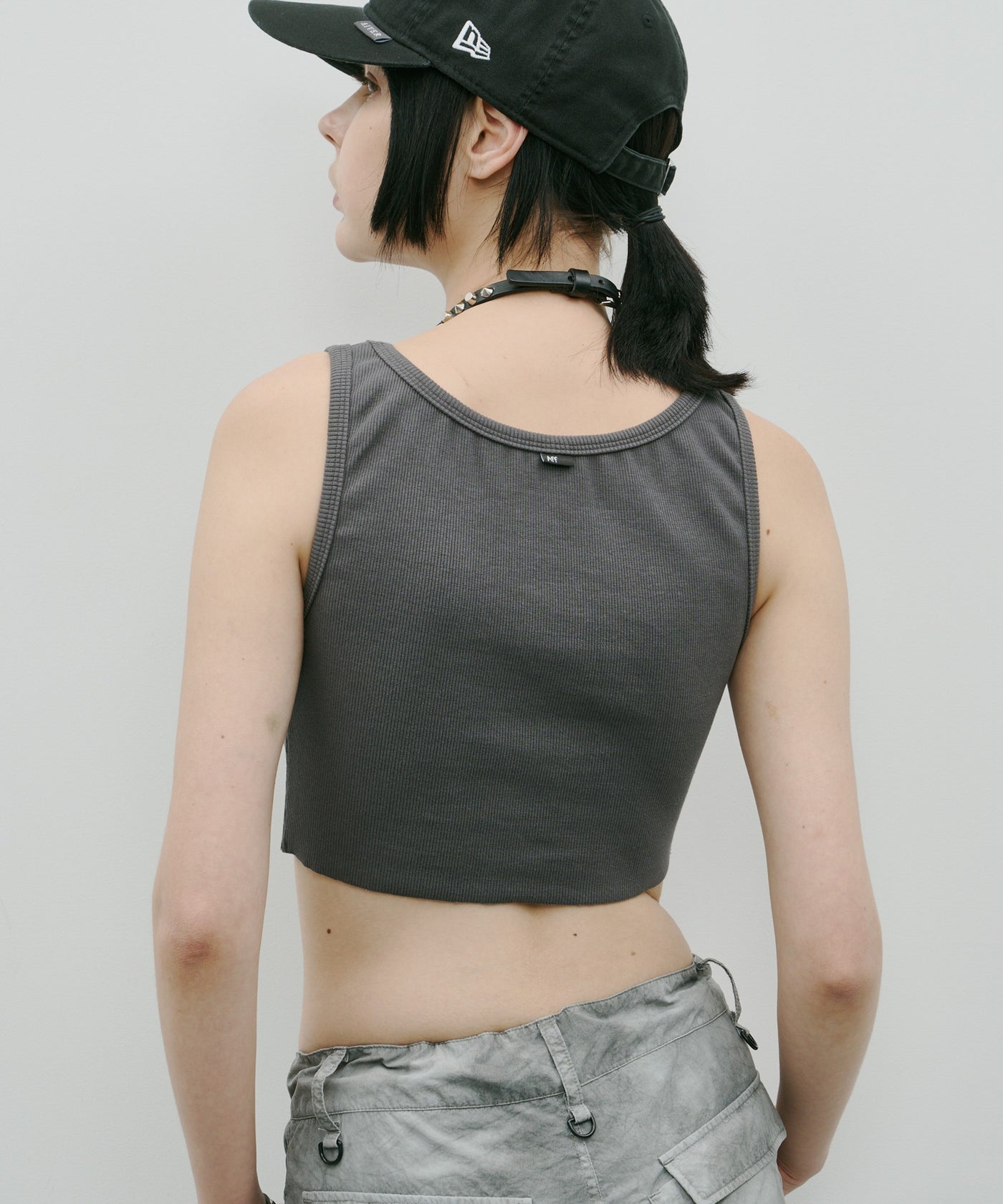 クロップド リブ タンクトップ S黒 Women's クロップド リブ タンクトップ アメリカンスリーブ