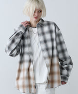 【一部予約】AIVER　グラデーションブリーチオンブレチェックシャツ