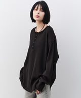 【予約】AIVER　ヘビーワッフルヘンリーネックL/S TEE